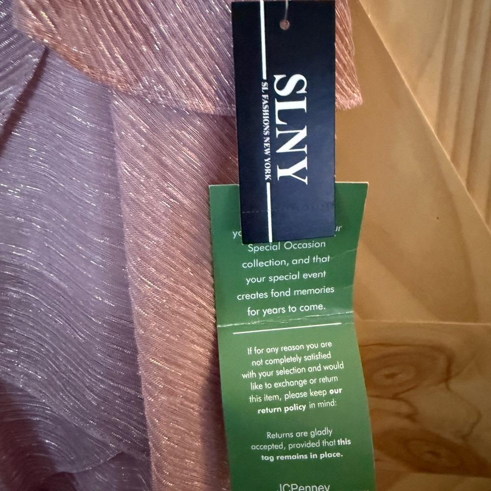 SLNY Shimmering Mauve High Low Dress - Picture 6 of 10